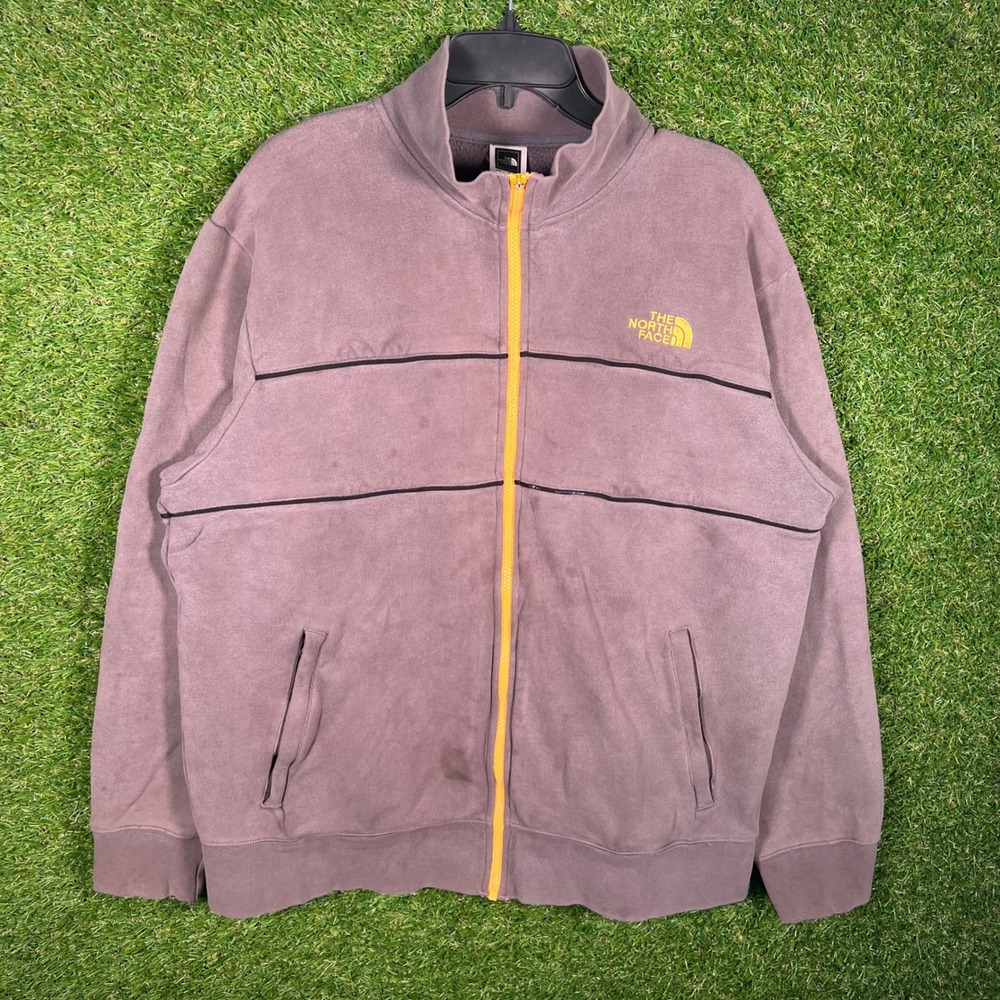 The North Face Mens XL Full Zip‎ Sweatshirt Faded Purple Yellow Trim
